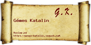 Gémes Katalin névjegykártya